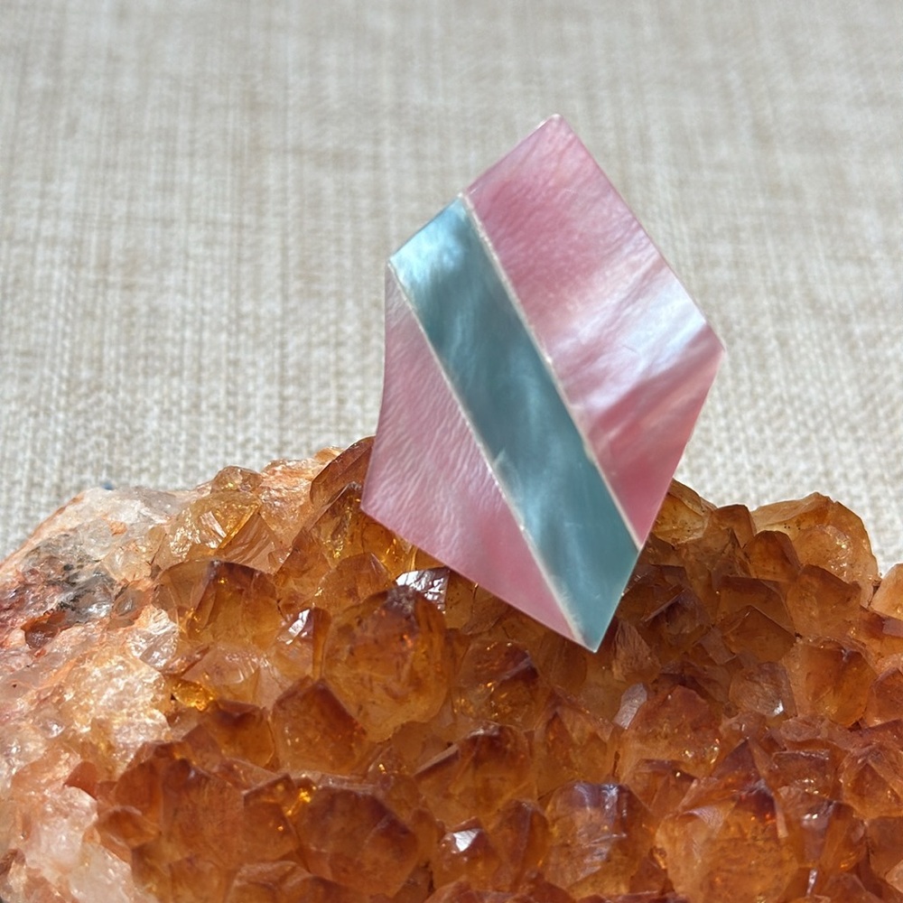 Mcm Inlay Statement Ring Vtg - image 2